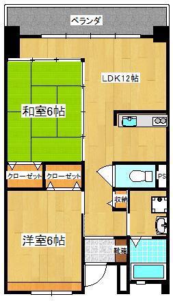 コーラル下門(2LDK/3階)の間取り写真