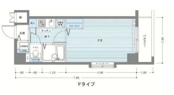 レジディア多摩川(1K/4階)の間取り写真