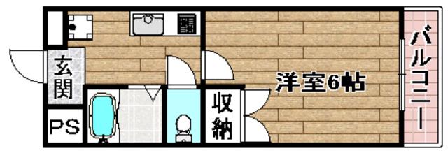 カリーノ北園(1K/2階)の間取り写真