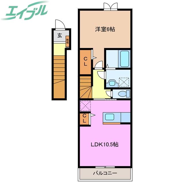 H・PLACE(1LDK/2階)の間取り写真