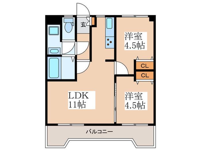 シャルマン(2LDK/2階)の間取り写真