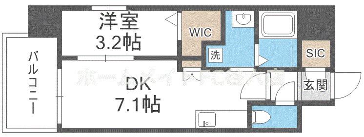 ブランシエスタ森ノ宮(1DK/7階)の間取り写真