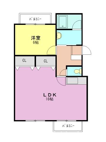 シャトー志木(1LDK/1階)の間取り写真