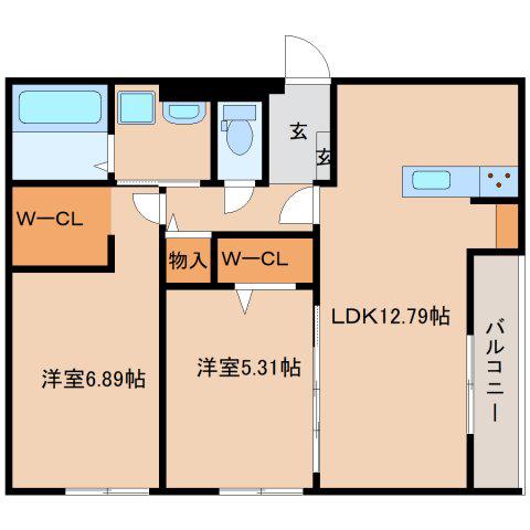 CASA LIBERTY BALANCE THIRD(2LDK/2階)の間取り写真