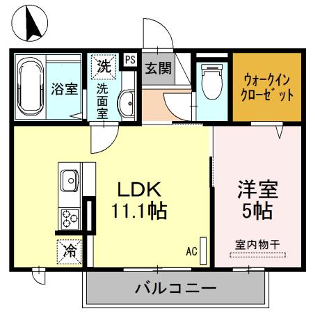 FELICE CASA B棟(1LDK/2階)の間取り写真