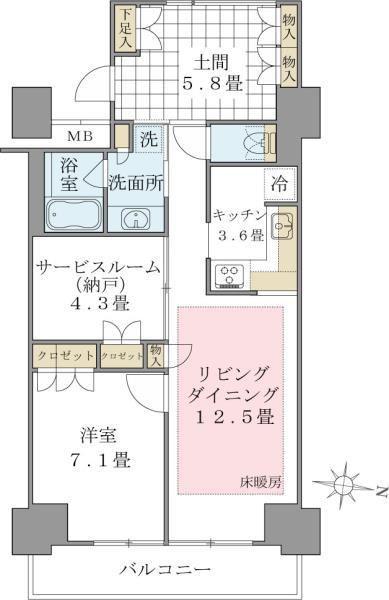 BRILLIA IST 東雲キャナルコート(1SLDK/3階)の間取り写真