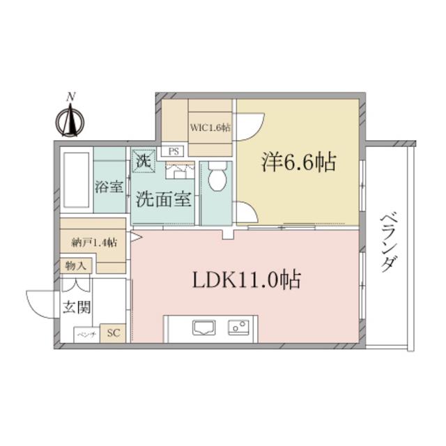 ヘーベルヴィレッジ祖師谷一丁目(1LDK/2階)の間取り写真