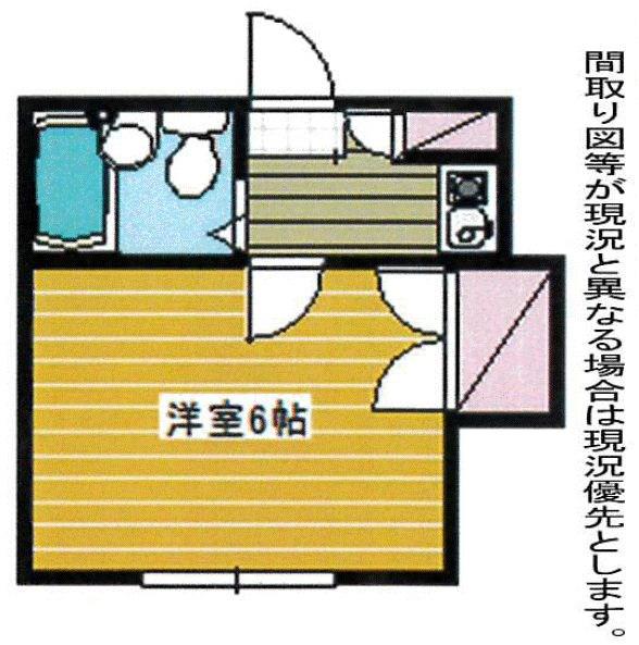 ハイム六会(1K/1階)の間取り写真