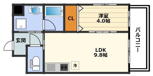 ティーズガーデン(1LDK/6階)の間取り写真