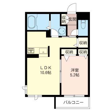 リヴェールシャトー綱島(1LDK/2階)の間取り写真