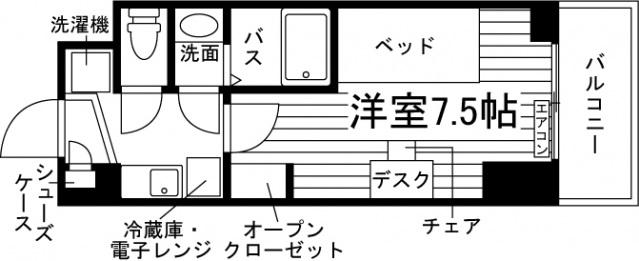 学生会館 NCREポートアイランド(ワンルーム/13階)の間取り写真