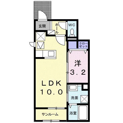 サングレイスA(1LDK/1階)の間取り写真