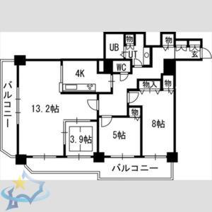 知事公館前タワーレジデンス(3LDK/11階)の間取り写真