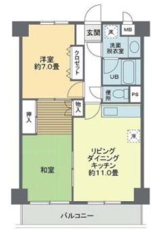 ヒル・イーストS.S(2LDK/2階)の間取り写真