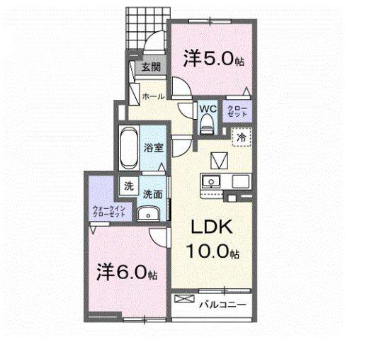 ハイツ大和(2LDK/1階)の間取り写真