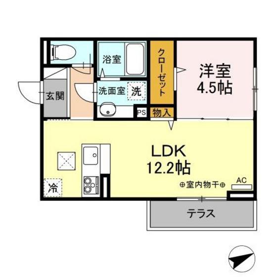 D-ROOM住吉 B(1LDK/1階)の間取り写真
