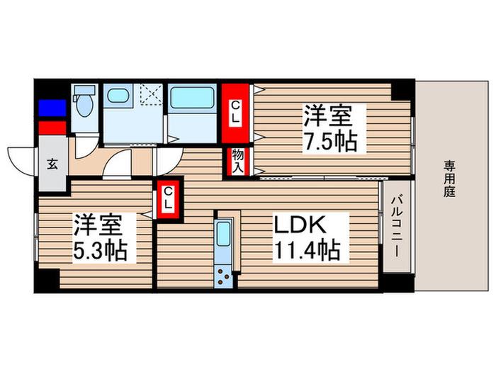 TERAO GARDEN(2LDK/1階)の間取り写真