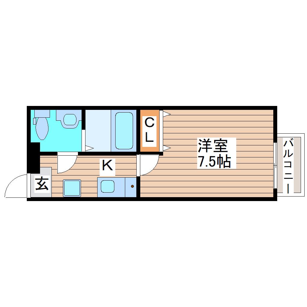 リングフィールド連坊駅前II(1K/1階)の間取り写真