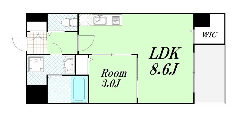 SEST新大阪(1LDK/9階)の間取り写真