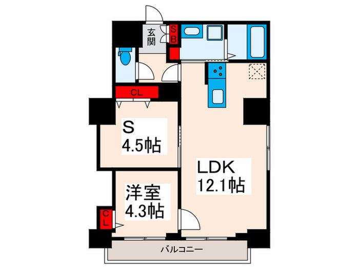 グランデュール富士(1SLDK/8階)の間取り写真
