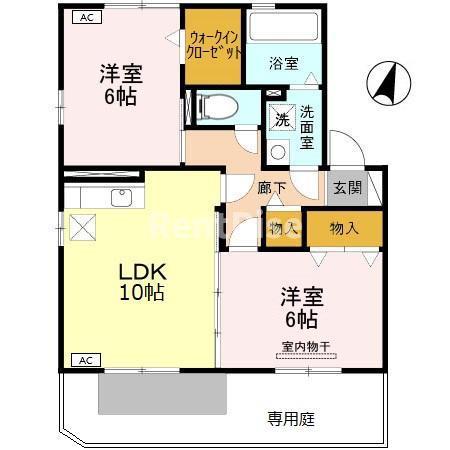 リバティ ヒルズ(2LDK/1階)の間取り写真