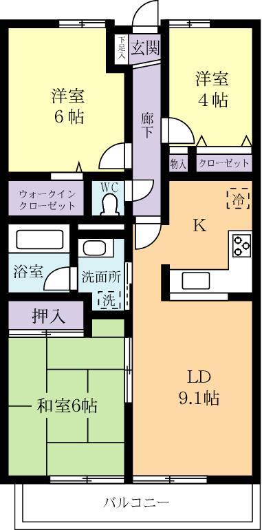 SXLマンション207(3LDK/2階)の間取り写真