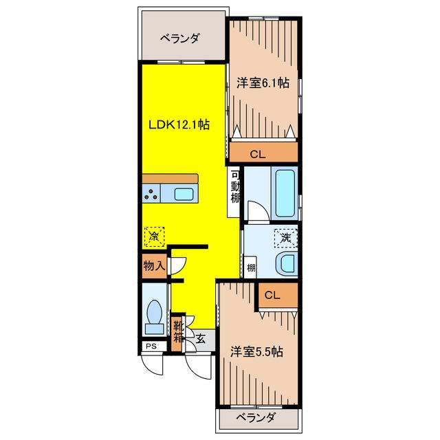セレーノHOUSE(2LDK/3階)の間取り写真