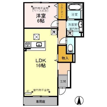 北陸鉄道石川線 馬替駅 徒歩9分 2階建 築10年(1LDK/1階)の間取り写真