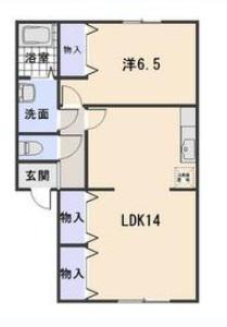 プルメリア(1LDK/1階)の間取り写真