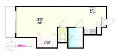 カサデータカギ(ワンルーム/3階)の間取り写真