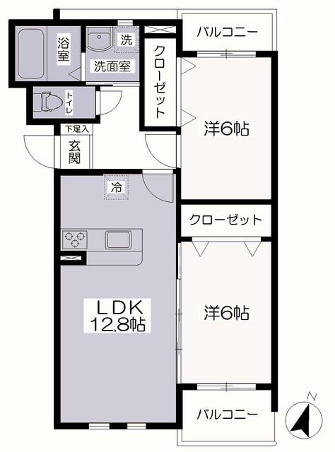 プライムスクエア(2LDK/2階)の間取り写真