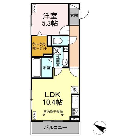 GRAND DーROOM 刈谷下重原(1LDK/2階)の間取り写真