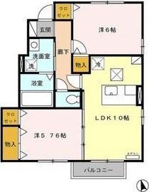 グランソシエA(2LDK/1階)の間取り写真