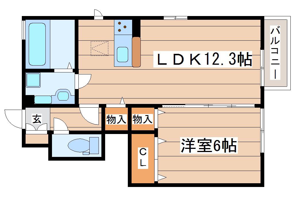 D-ROOMM A(1LDK/1階)の間取り写真