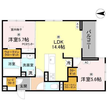 フォレストガーデン北花田(2LDK/2階)の間取り写真