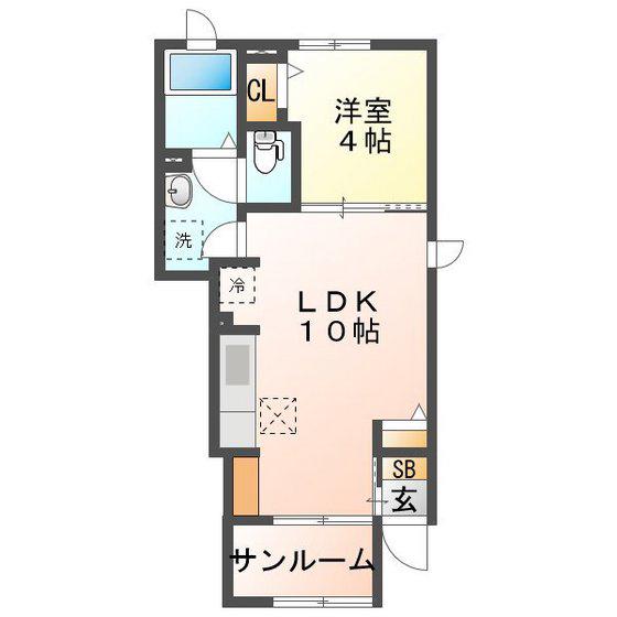 プランドール(1LDK/1階)の間取り写真