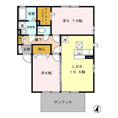 コンフォート 壱番館・弐番館 II(2LDK/1階)の間取り写真