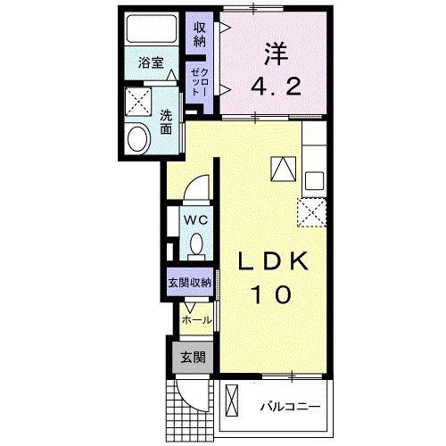 シャンドゥフルール(1LDK/1階)の間取り写真
