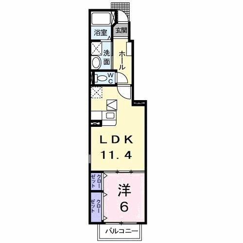 マロングレイス(1LDK/1階)の間取り写真