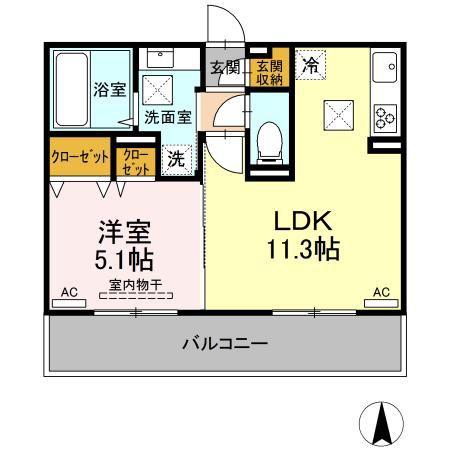 アガパンサス(1LDK/1階)の間取り写真