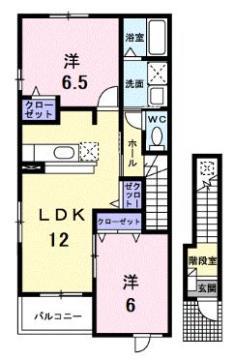 ソルレヴェンテ(2LDK/2階)の間取り写真