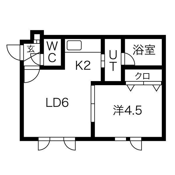 リッチタウン栄通壱番館(1LDK/2階)の間取り写真