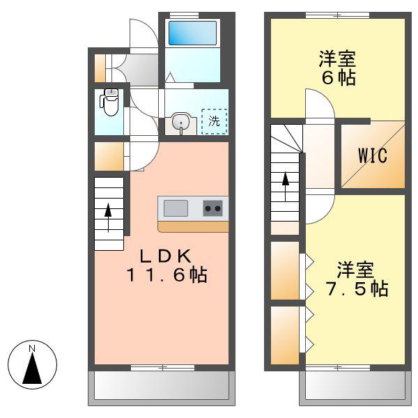フォレストメゾン楠A棟(2LDK/1階)の間取り写真