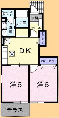 アネックス・フレール(2DK/1階)の間取り写真