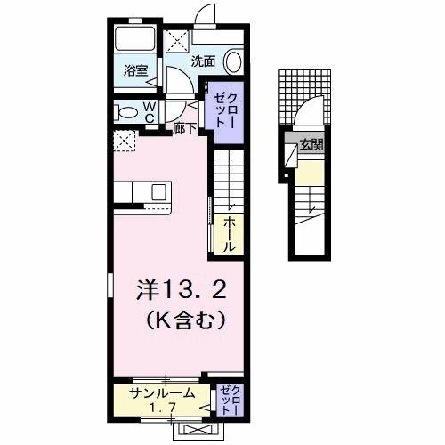 コッティ クワハラIV(ワンルーム/2階)の間取り写真