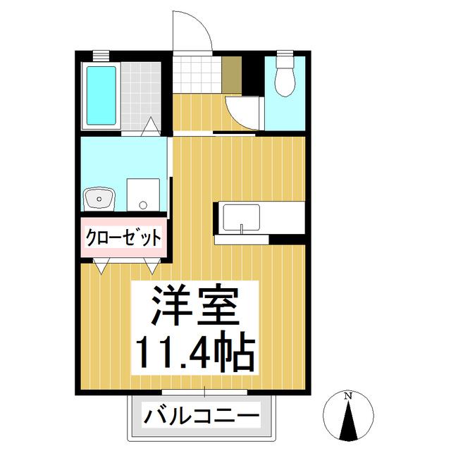 ラフィネ西脇N(ワンルーム/1階)の間取り写真