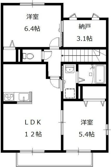 アムール(2SLDK/2階)の間取り写真