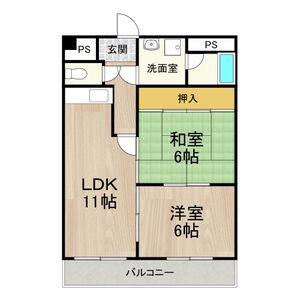 フェルザ長田(2LDK/5階)の間取り写真