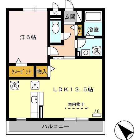 エクセレント(1LDK/1階)の間取り写真