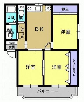 エクセル幸(3DK/1階)の間取り写真